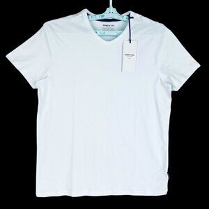 Kenneth Cole Men White Short Sleeve V-Neck Tee Shirt M Cotton/Spandex Blend NWT